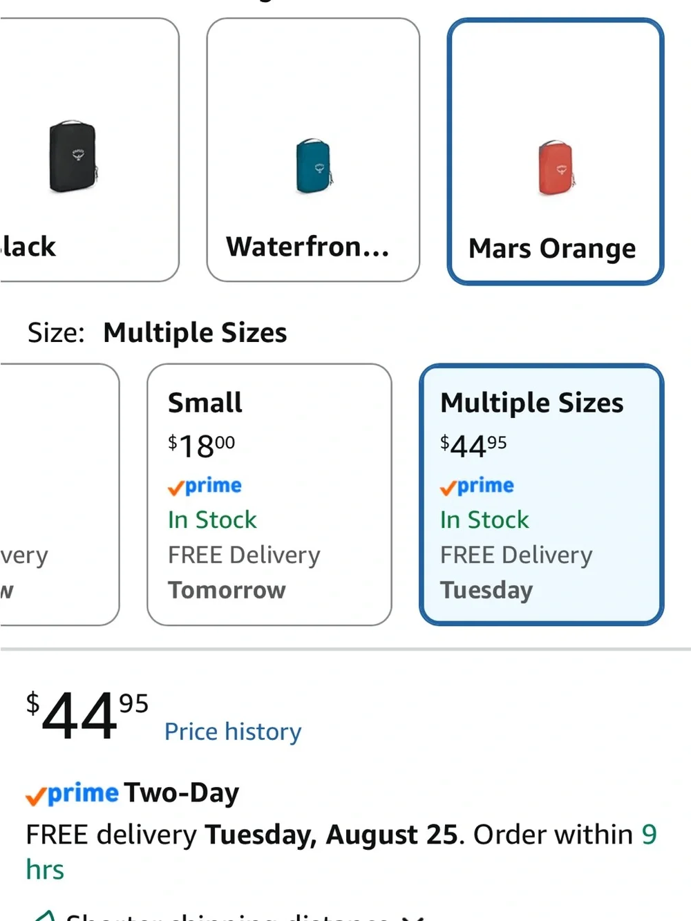 OSPREY Bright Orange Packing Cube Set - 3 Piece Travel Organizers